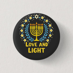 Love and Light Menorah Jewish Hanukkah Holiday 3 Cm Round Badge