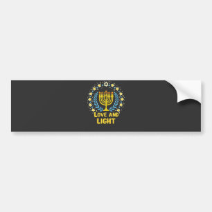 Love and Light Menorah Jewish Hanukkah Holiday Bumper Sticker