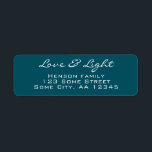 Love and Light Script Blue Green Christmas Address Return Address Label<br><div class="desc">Love and Light Script Blue Green Christmas Address label</div>