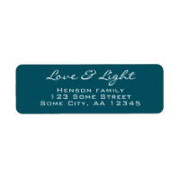 Love and Light Script Blue Green Christmas Address