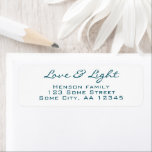 Love and Light Script Blue Green Christmas Address Return Address Label<br><div class="desc">Love and Light Script Blue Green Christmas Address label</div>
