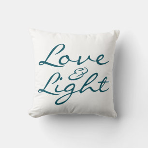 Love and Light Script Green White Christmas Cushion