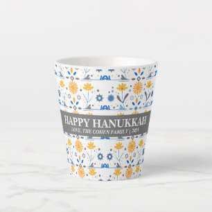Love and Light Simple Elegant Hanukkah family Latte Mug