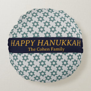 Love and Light Simple Elegant Hanukkah family Round Cushion