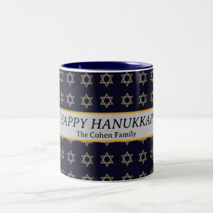 Love and Light Simple Elegant Hanukkah family Two-Tone Coffee Mug