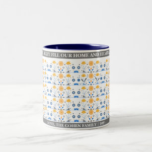 Love and Light Simple Elegant Hanukkah family Two-Tone Coffee Mug