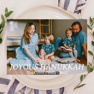Love and Light Simple Hanukkah family photo Holiday Card