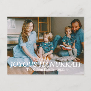 Love and Light Simple Hanukkah family photo Holiday Postcard