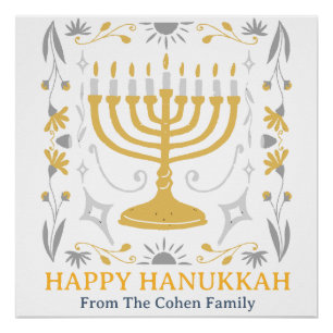 Love and Light   Simple Happy Hanukkah family  Poster