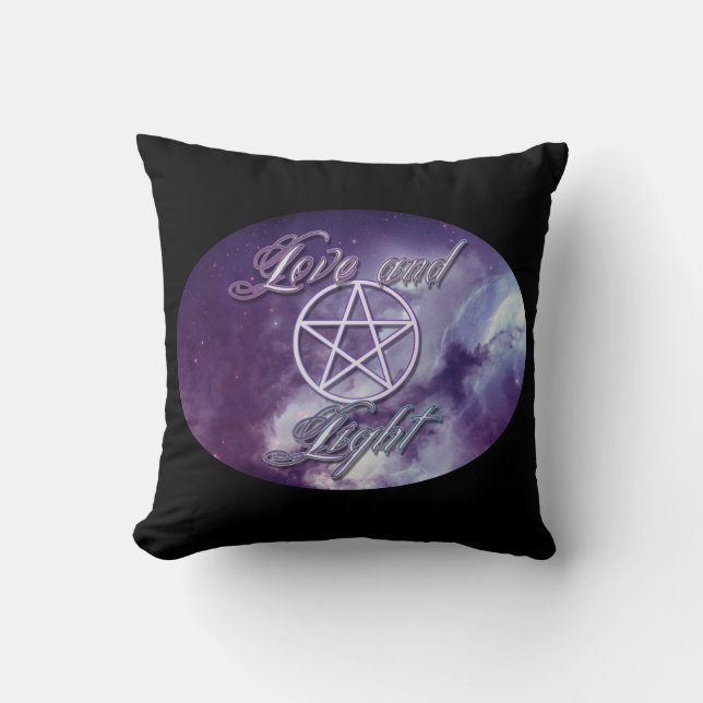 Love and Light with pentacle Cushion (Front)
