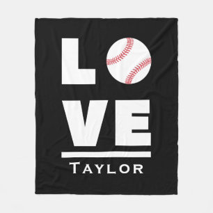 Love And Live Baseball Sports Fan Custom Name Fleece Blanket