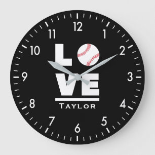 Love And Live Baseball Sports Fan Large Clock