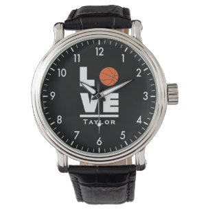 Love And Live Basketball Sports Fan Custom Name Watch