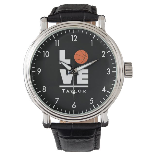 Love And Live Basketball Sports Fan Custom Name Watch (Front)