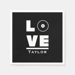 Love And Live Billiards And Pool Sports Fan Name Napkin