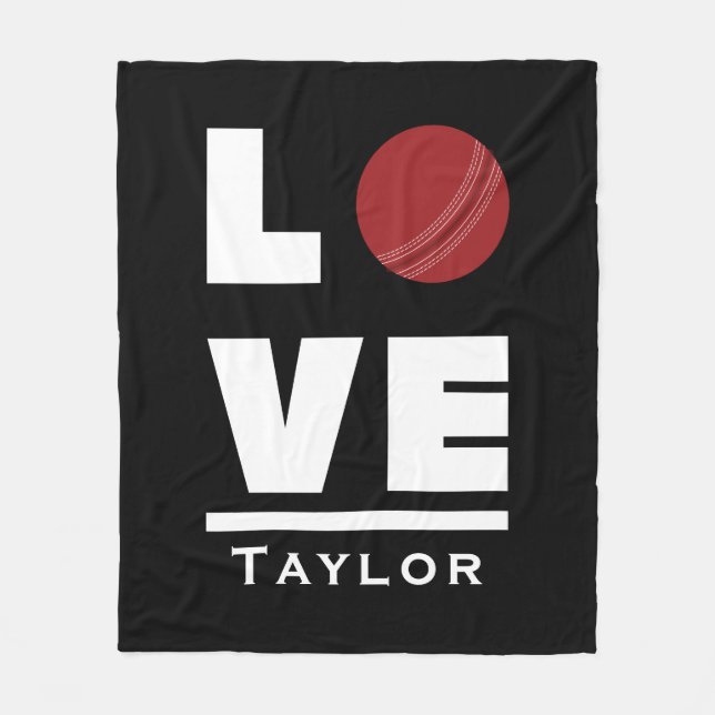 Love And Live Cricket Sports Fan Custom Name Fleece Blanket (Front)