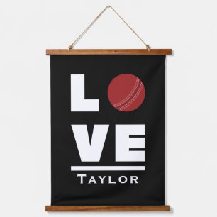 Love And Live Cricket Sports Fan Custom Name Hanging Tapestry
