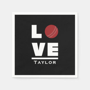 Love And Live Cricket Sports Fan Custom Name Napkin