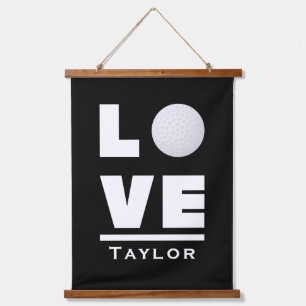 Love And Live Golf Sports Fan Custom Name Hanging Tapestry
