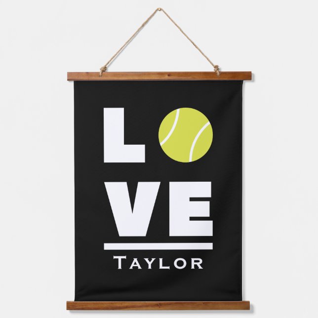 Love And Live Tennis Sports Fan Custom Name Hanging Tapestry (Front)
