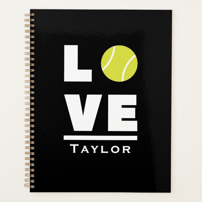 Love And Live Tennis Sports Fan Custom Name Planner (Front)