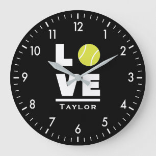 Love And Live Tennis Sports Fan Large Clock