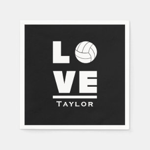 Love And Live Volleyball Sports Fan Custom Name Napkin
