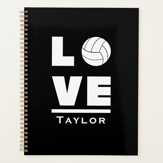 Love And Live Volleyball Sports Fan Custom Name Planner (Front)