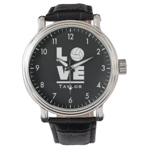Love And Live Volleyball Sports Fan Custom Name Watch