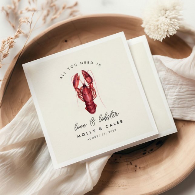 Love and Lobster Seafood Ocean Rehearsal Dinner Napkin (Creator Uploaded)