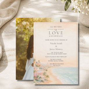 Love and Miami Beach Photo Beach Wedding Invitation
