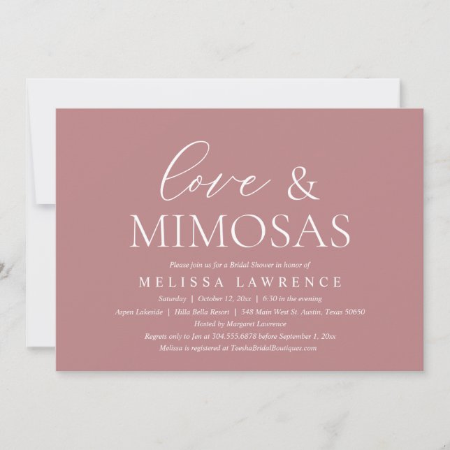 Love and Mimosas, Modern Bridal Shower Party Invitation (Front)