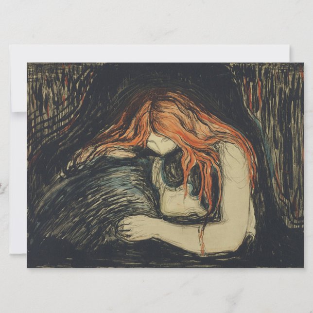 Love and Pain (The Vampire) (by Edvard Munch) Card (Front)