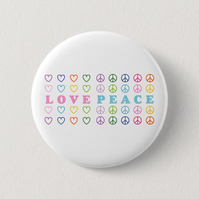 Love and Peace 6 Cm Round Badge (Front)