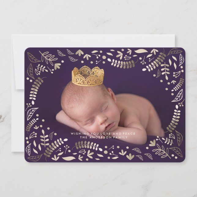 LOVE AND PEACE BERRIES WREATH Christmas Card (Front)