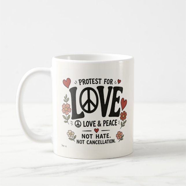 Love and peace coffee mug (Left)