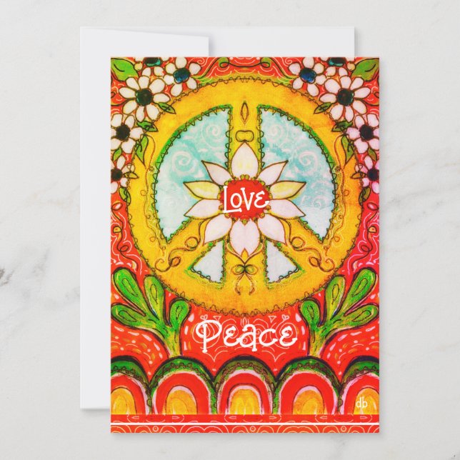 Love and Peace Sign Flat Greeting Card (Front)