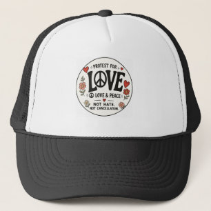 Love and peace trucker hat