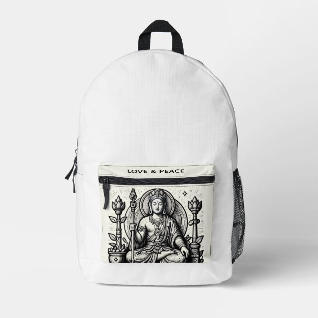 Love and peaceful serenity printed backpack (Front)