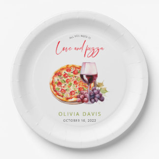 Love and Pizza Bridal Shower Paper Plate
