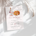 Love And Pizza Bridal Shower Wine  Invitation<br><div class="desc">Modern & fun bridal shower pizza & wine themed party invitation.</div>