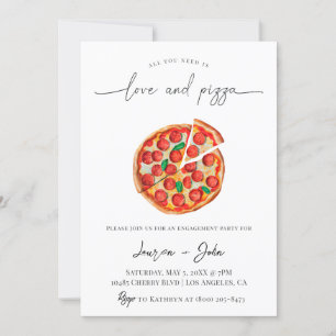 Love and Pizza Engagement Party Invitation