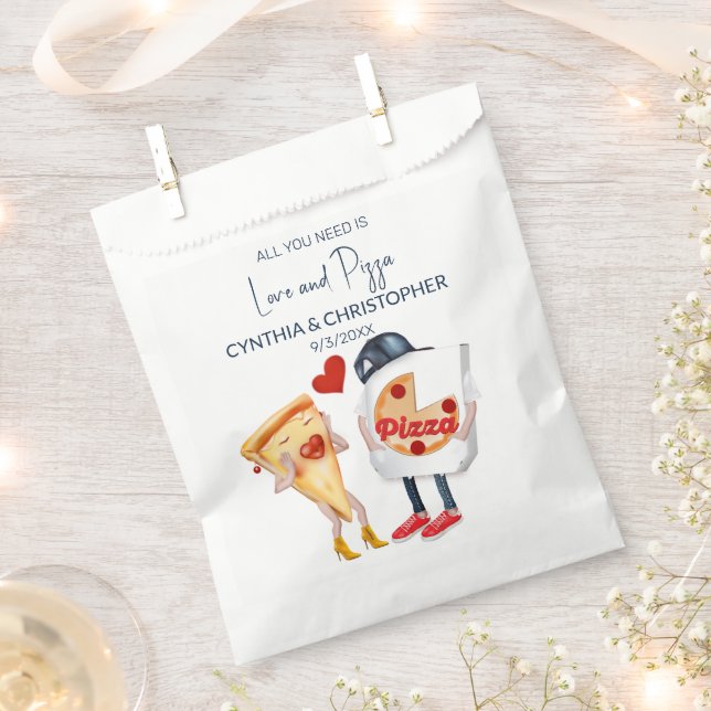 Love and Pizza Funny Wedding Favour Bag (Clipped)