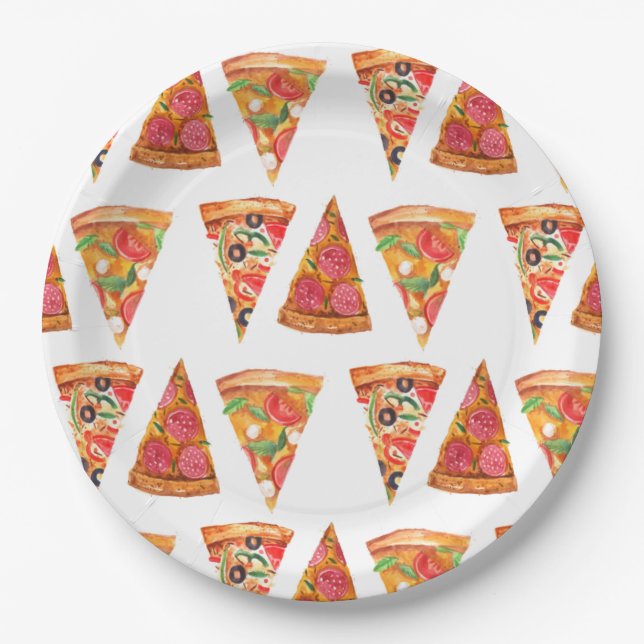 Love and Pizza Rehearsal Dinner Bridal Shower Paper Plate (Front)
