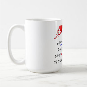 Love and raindrop poem red and black coffee mug