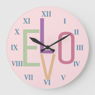 Love and roman numbers large clock