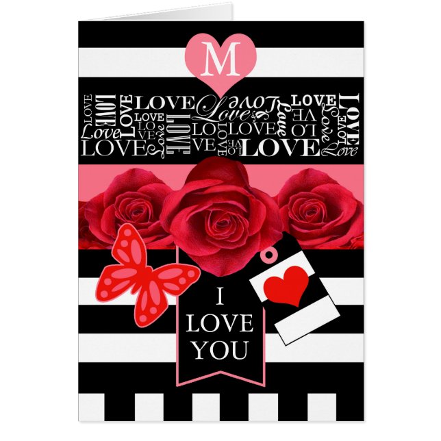 Love and Roses Blackboard Style Card (Front)