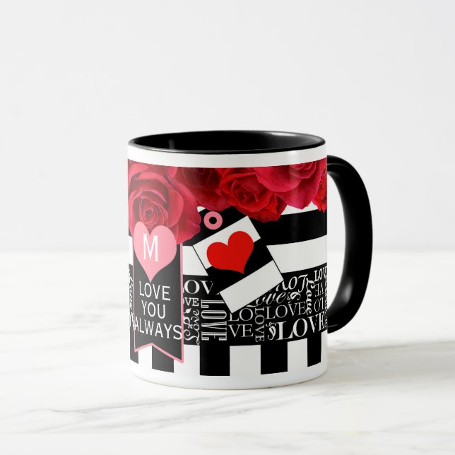 Love and Roses Blackboard Style Mug (Front Right)