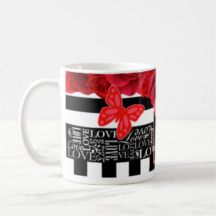 Love and Roses Blackboard Style Valentine Mug