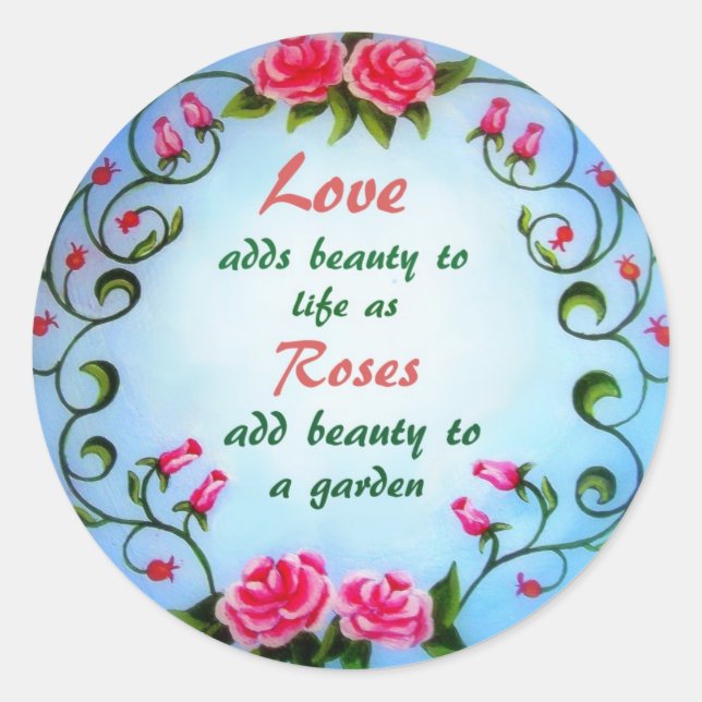 Love and Roses Classic Round Sticker (Front)